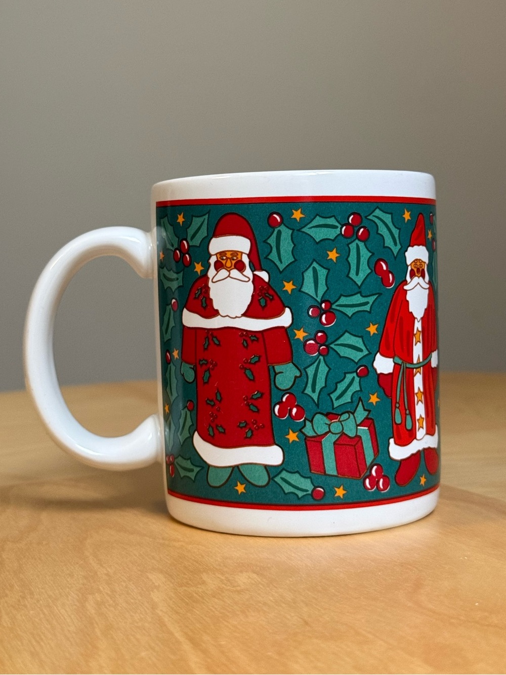 Santa Claus Father Christmas Folk Art Mug by Riviera Van Beers Signature c1993